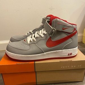 2003 Nike Air Force 1 Mid Med Grey | Varsity Red